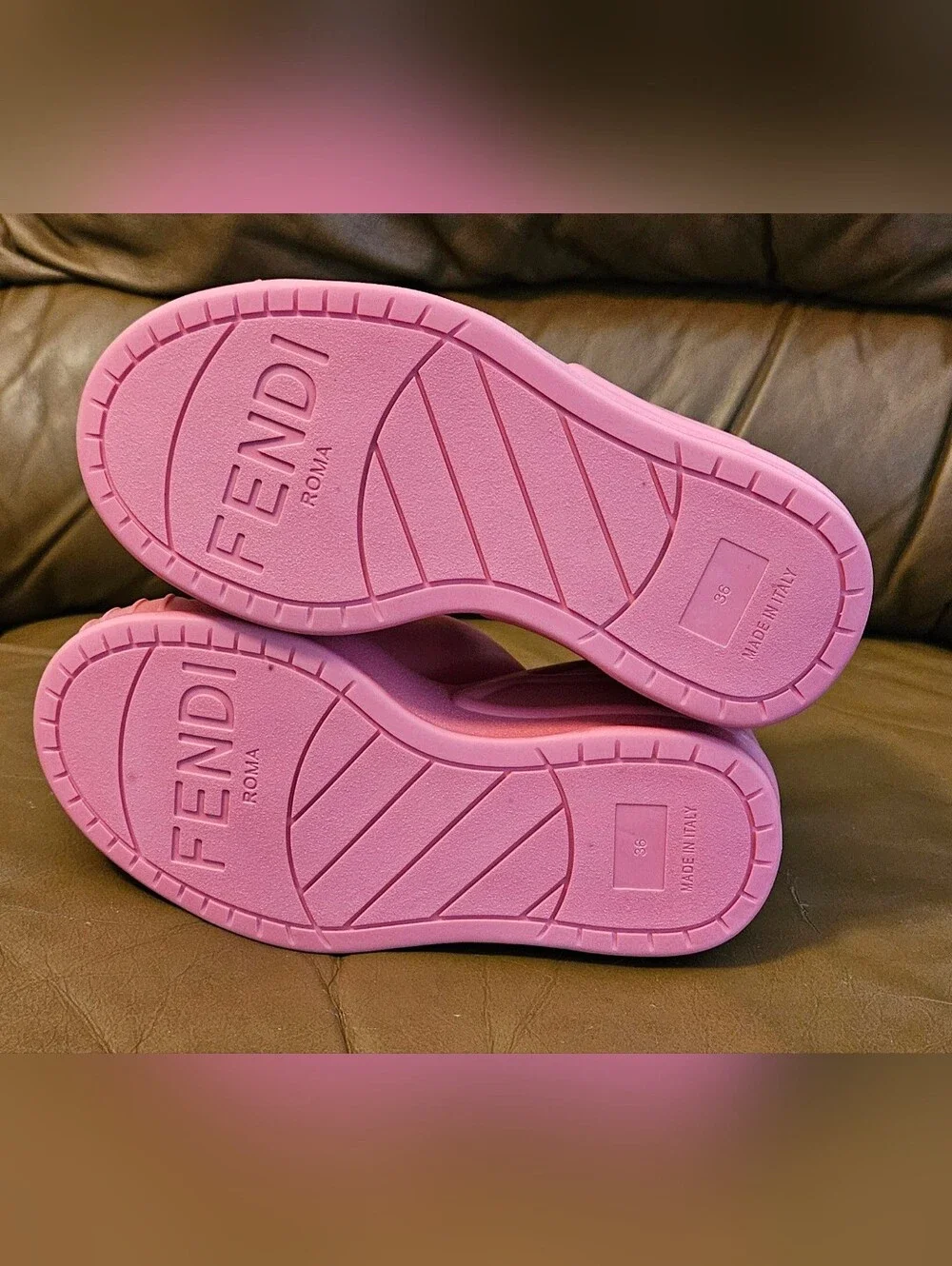 New Fendi Pink High Platform Slide Mules Size 6 US